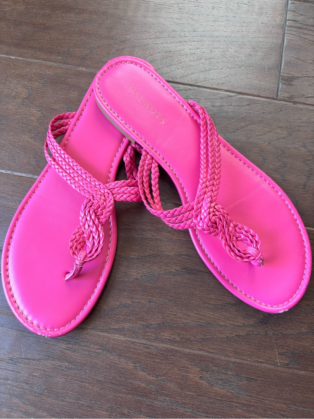 Talbots Women’s Braided Thong Sandals - Hot Pink 10
